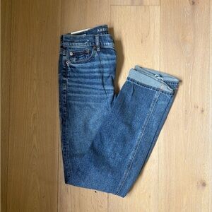 American Eagle Outfitters Classic Blue Denim high rise straight 4 x long Jeans
